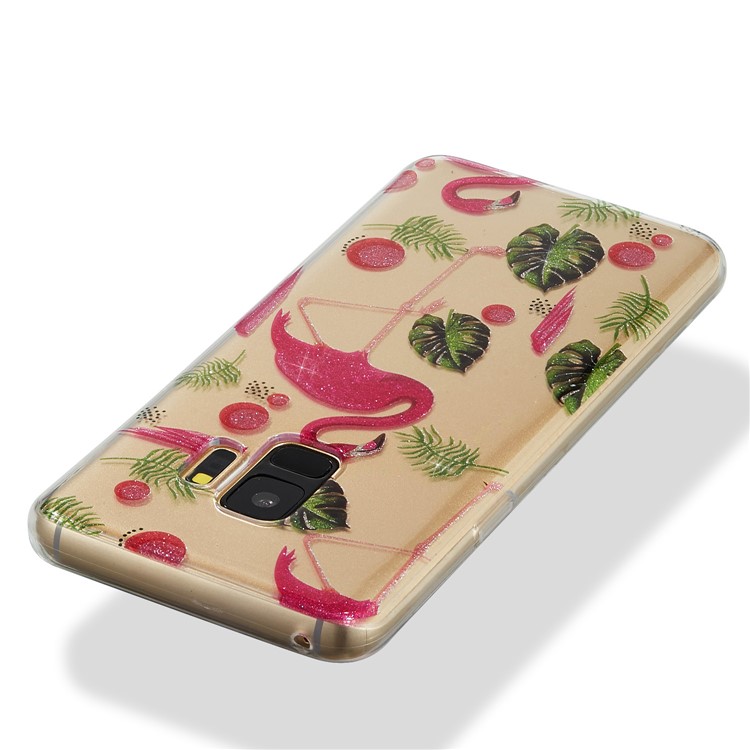 IMD Glitter Powder TPU Cell Phone Casing for Samsung Galaxy S9 SM-G960 - Flamingoes-4