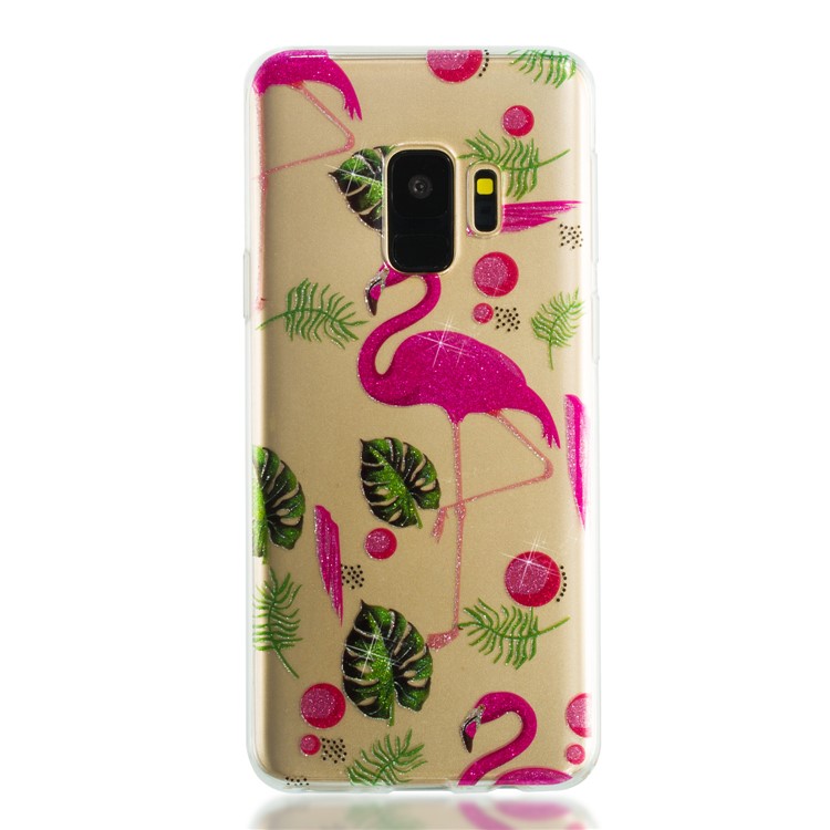 IMD Glitter Powder TPU Cell Phone Casing for Samsung Galaxy S9 SM-G960 - Flamingoes-5