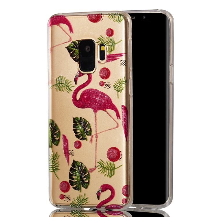 IMD Glitter Powder TPU Cell Phone Casing for Samsung Galaxy S9 SM-G960 - Flamingoes-6