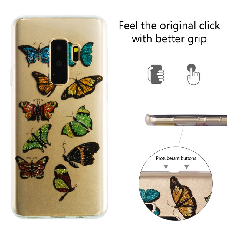 IMD Glitter Powder TPU Phone Case for Samsung Galaxy S9+ SM-G965 - Multiple Butterflies-2
