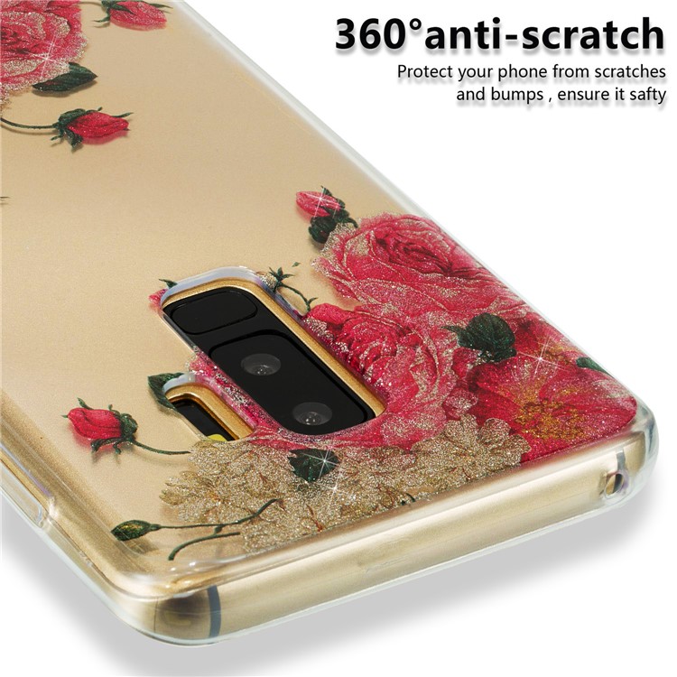 IMD Glitter Powder TPU Phone Shell for Samsung Galaxy S9+ SM-G965 - Pretty Roses-3