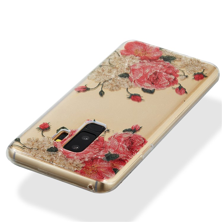 IMD Glitter Powder TPU Phone Shell for Samsung Galaxy S9+ SM-G965 - Pretty Roses-4