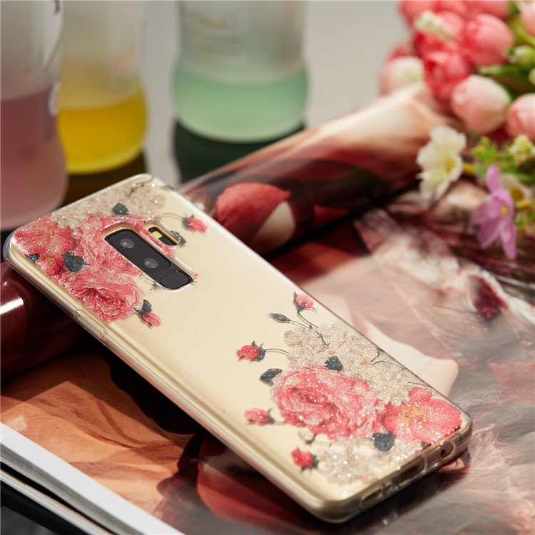 IMD Glitter Powder TPU Phone Shell for Samsung Galaxy S9+ SM-G965 - Pretty Roses-7