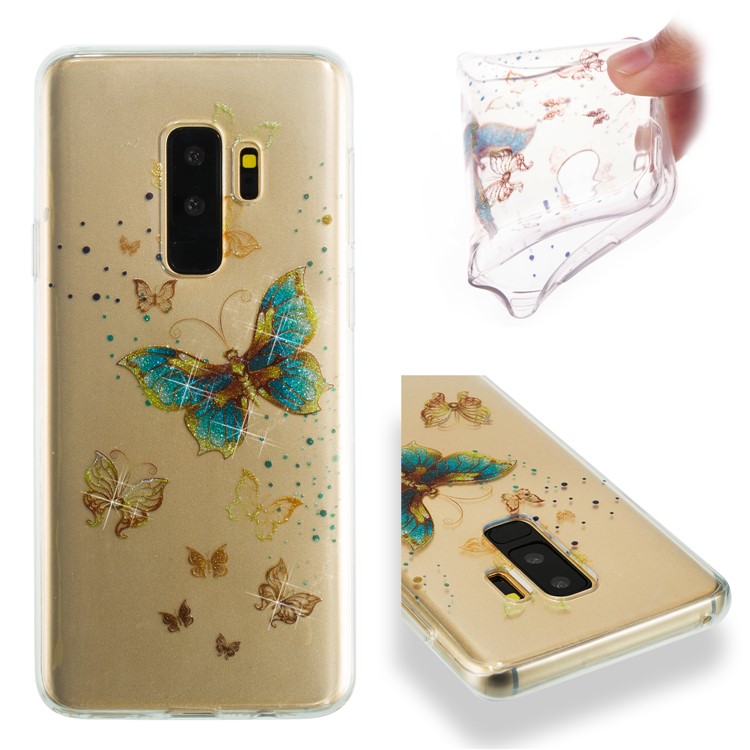 IMD Glitter Powder TPU Phone Casing for Samsung Galaxy S9+ SM-G965 - Pretty Buterflies-1