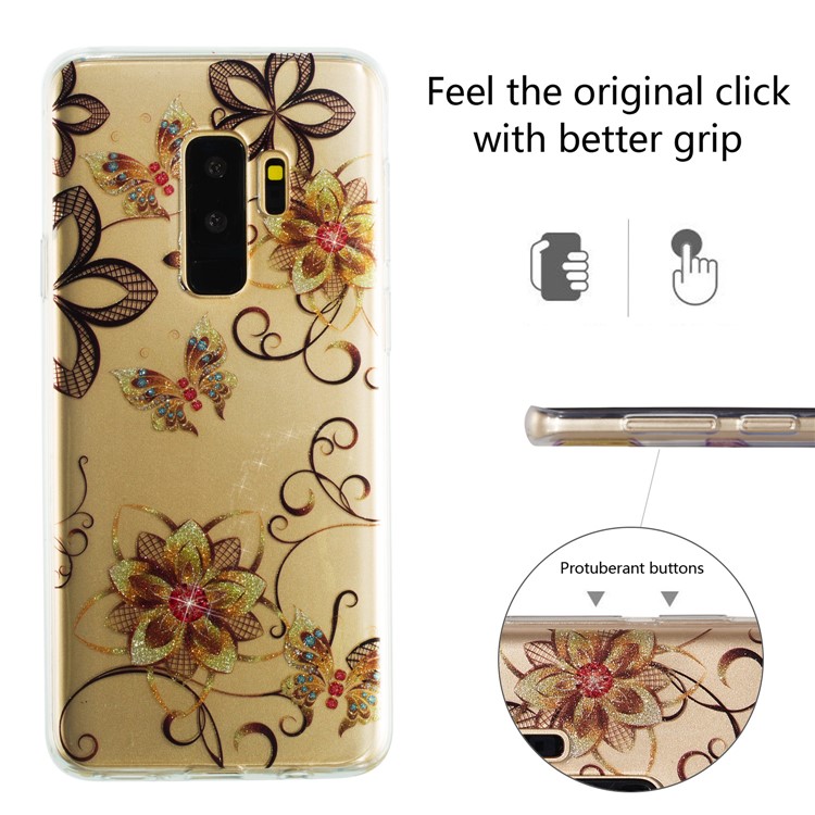 IMD Glitter Powder TPU Mobile Phone Case for Samsung Galaxy S9+ SM-G965 - Butterflies and Flowers-2