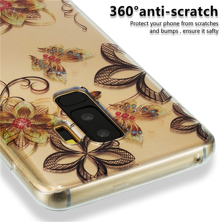 IMD Glitter Powder TPU Mobile Phone Case for Samsung Galaxy S9+ SM-G965 - Butterflies and Flowers-3