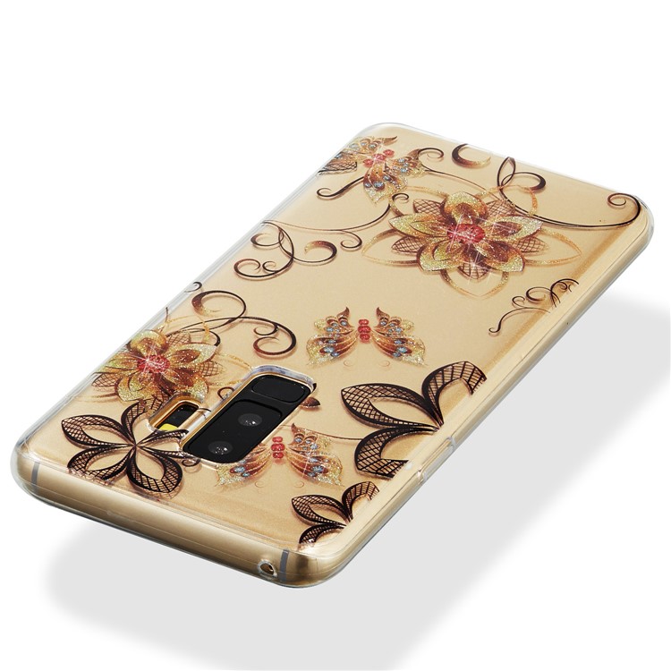 IMD Glitter Powder TPU Mobile Phone Case for Samsung Galaxy S9+ SM-G965 - Butterflies and Flowers-4