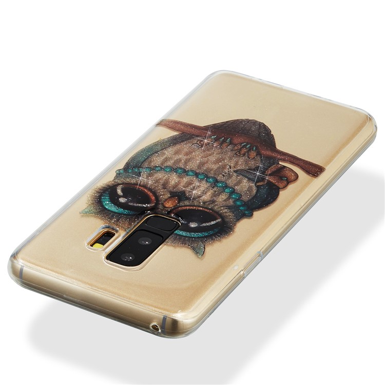 IMD Glitter Powder TPU Cell Phone Case for Samsung Galaxy S9+ SM-G965 - Owl Pattern-4