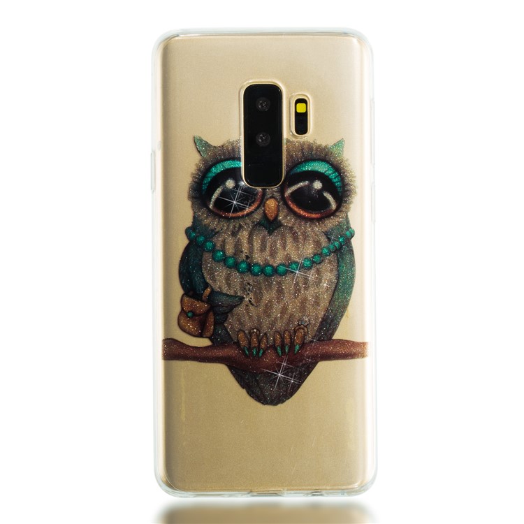 IMD Glitter Powder TPU Cell Phone Case for Samsung Galaxy S9+ SM-G965 - Owl Pattern-5
