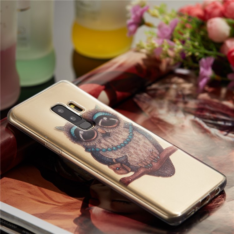 IMD Glitter Powder TPU Cell Phone Case for Samsung Galaxy S9+ SM-G965 - Owl Pattern-7