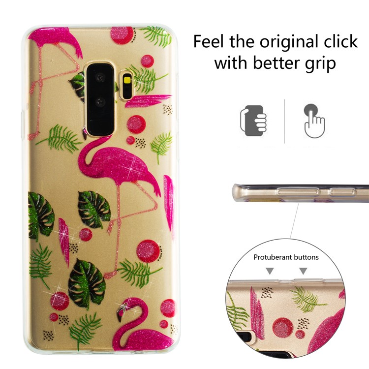 IMD Glitter Powder TPU Mobile Phone Cover for Samsung Galaxy S9+ SM-G965 - Flamingoes-2