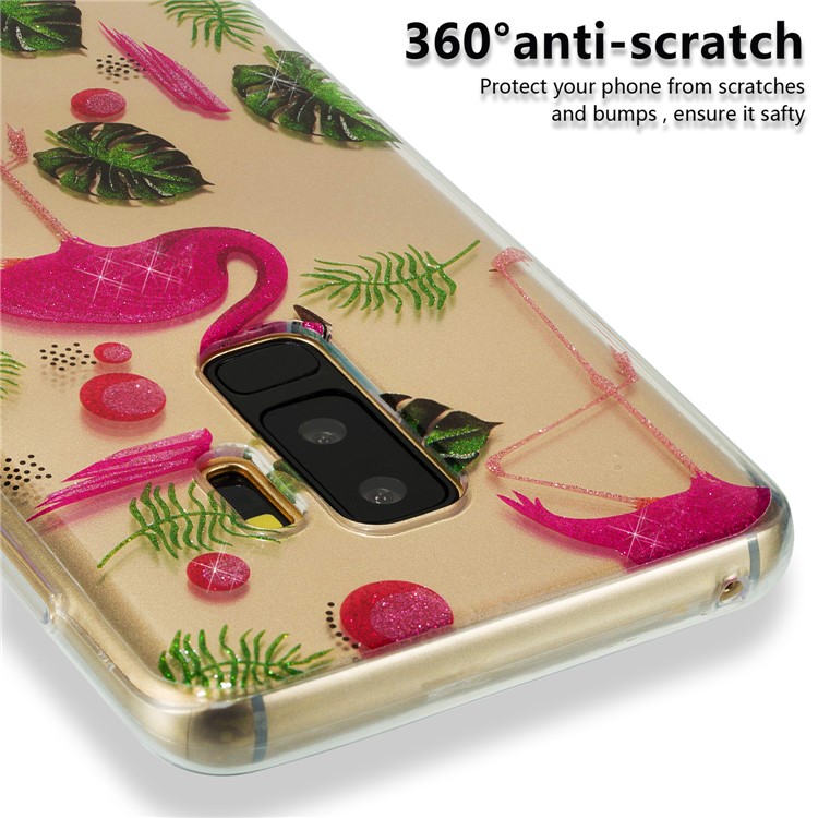 IMD Glitter Powder TPU Mobile Phone Cover for Samsung Galaxy S9+ SM-G965 - Flamingoes-3