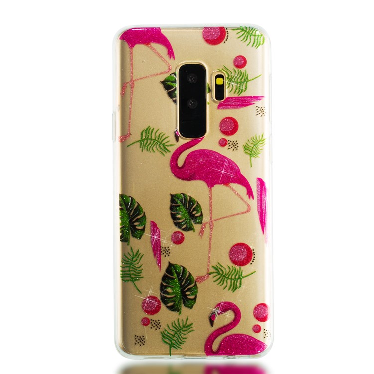 IMD Glitter Powder TPU Mobile Phone Cover for Samsung Galaxy S9+ SM-G965 - Flamingoes-5