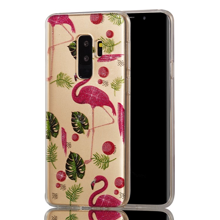 IMD Glitter Powder TPU Mobile Phone Cover for Samsung Galaxy S9+ SM-G965 - Flamingoes-6
