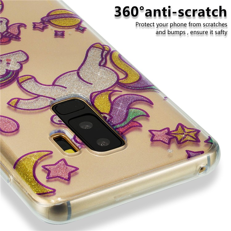IMD Glitter Powder TPU Protective Cover for Samsung Galaxy S9 Plus SM-G965 - Playing Unicorns-3