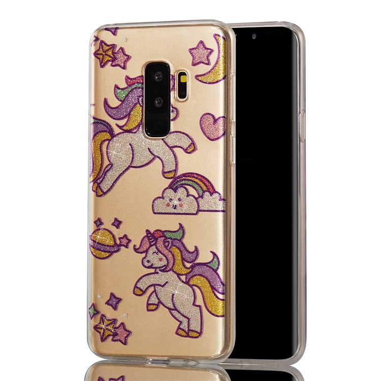 IMD Glitter Powder TPU Protective Cover for Samsung Galaxy S9 Plus SM-G965 - Playing Unicorns-6