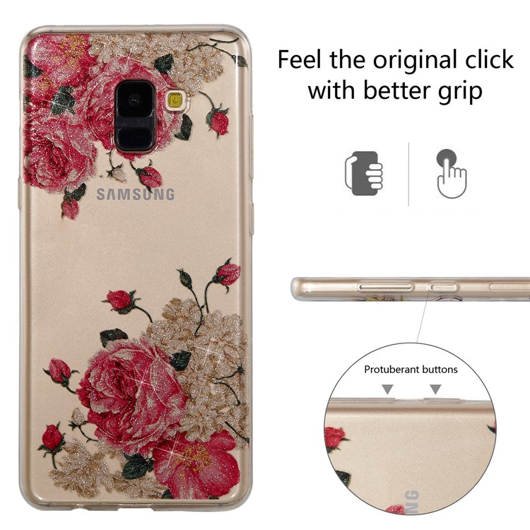 IMD Glitter Powder TPU Cell Phone Cover for Samsung Galaxy A8 (2018) - Pretty Roses-2