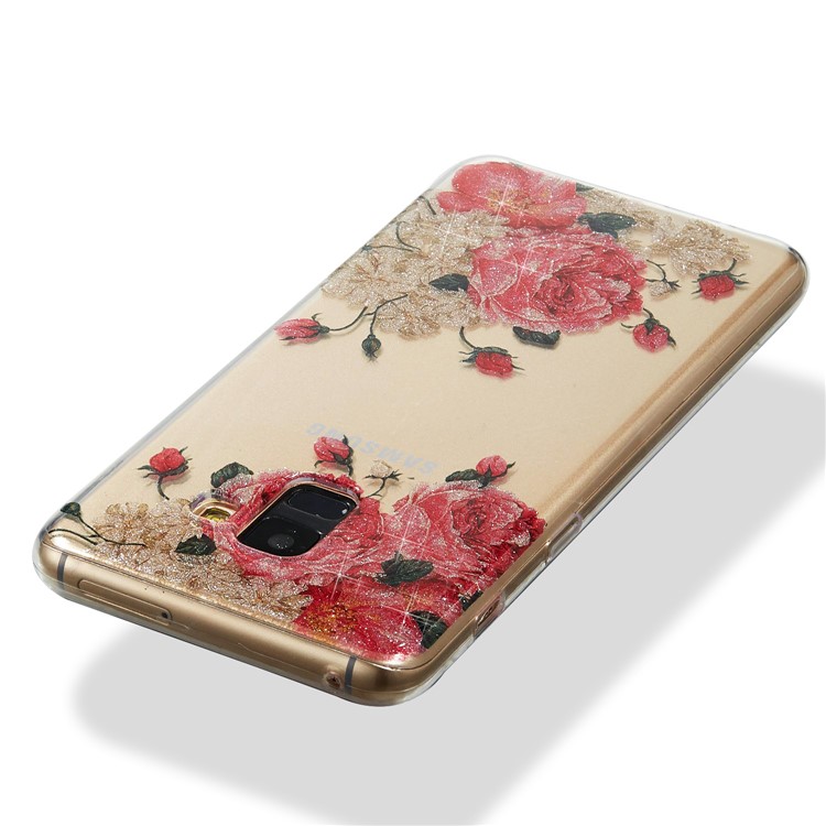 IMD Glitter Powder TPU Cell Phone Cover for Samsung Galaxy A8 (2018) - Pretty Roses-3