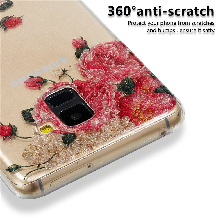 IMD Glitter Powder TPU Cell Phone Cover for Samsung Galaxy A8 (2018) - Pretty Roses-7