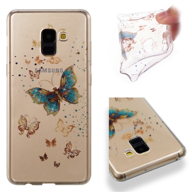 IMD Glitter Powder TPU Phone Case for Samsung Galaxy A8+ (2018) - Pretty Butterflies-1