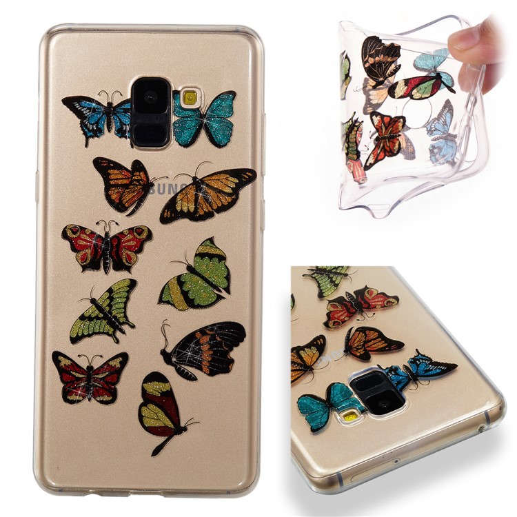 IMD Glitter Powder TPU Phone Cover for Samsung Galaxy A8 Plus (2018) - Multiple Butterflies-1