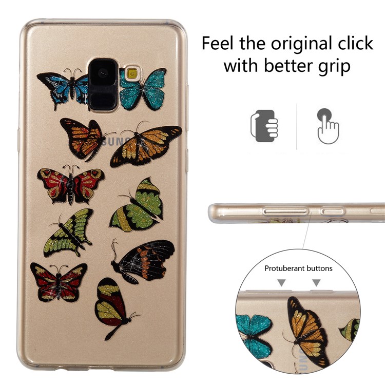 IMD Glitter Powder TPU Phone Cover for Samsung Galaxy A8 Plus (2018) - Multiple Butterflies-2