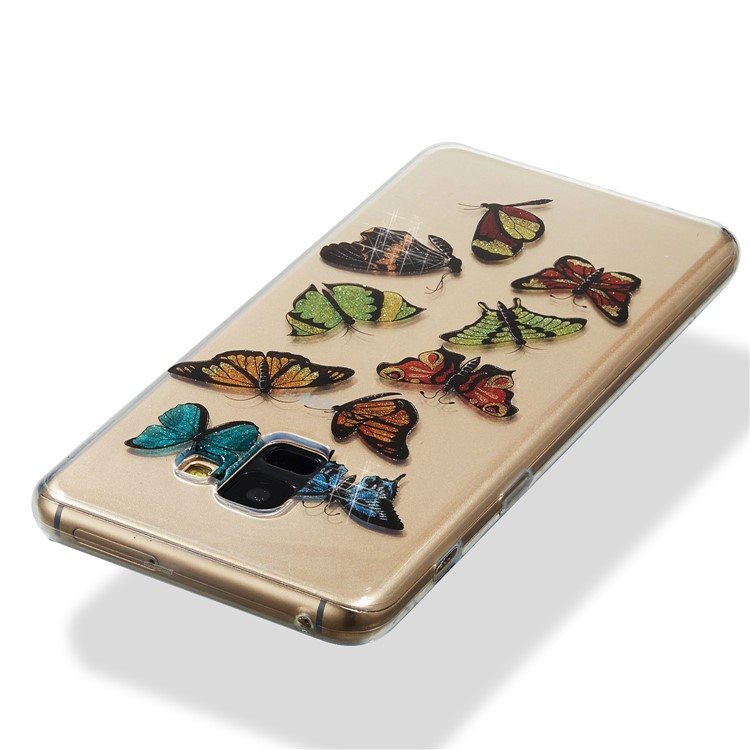 IMD Glitter Powder TPU Phone Cover for Samsung Galaxy A8 Plus (2018) - Multiple Butterflies-3