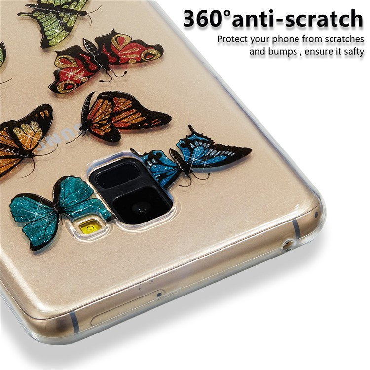 IMD Glitter Powder TPU Phone Cover for Samsung Galaxy A8 Plus (2018) - Multiple Butterflies-4