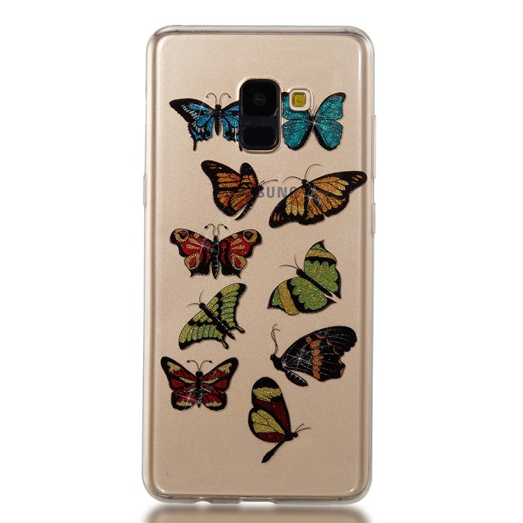 IMD Glitter Powder TPU Phone Cover for Samsung Galaxy A8 Plus (2018) - Multiple Butterflies-5