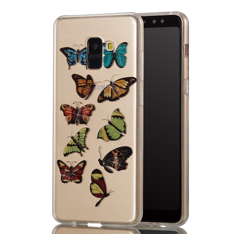 IMD Glitter Powder TPU Phone Cover for Samsung Galaxy A8 Plus (2018) - Multiple Butterflies-6