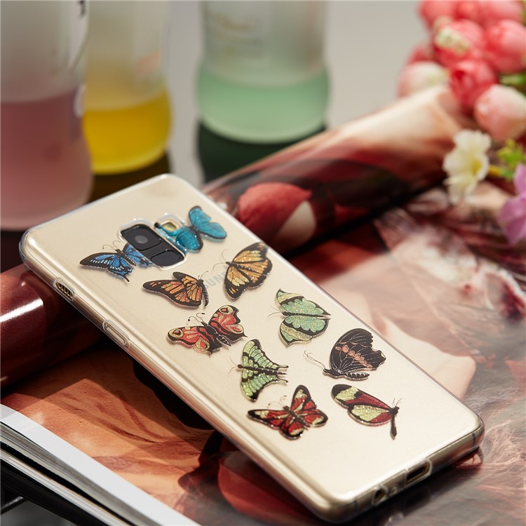 IMD Glitter Powder TPU Phone Cover for Samsung Galaxy A8 Plus (2018) - Multiple Butterflies-7