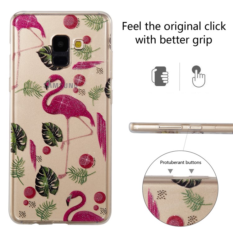 IMD Glitter Powder TPU Phone Shell for Samsung Galaxy A8 Plus (2018) - Flamingoes-2