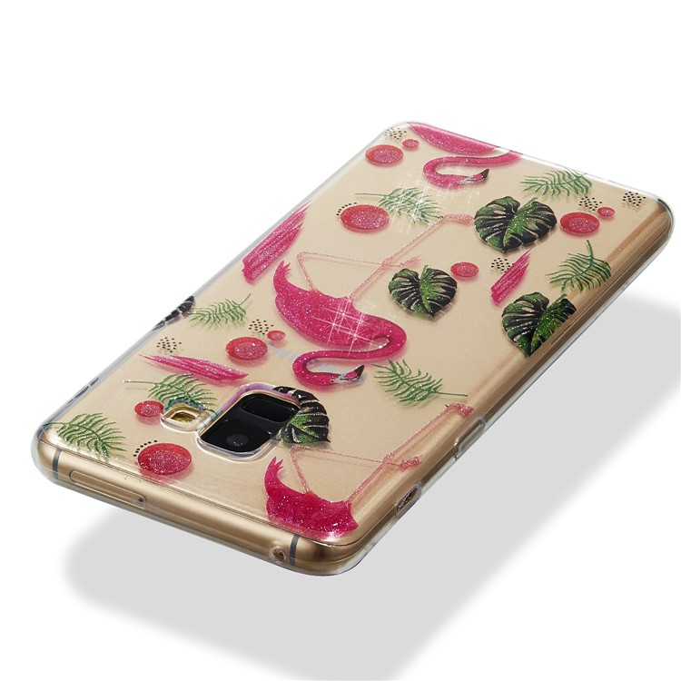 IMD Glitter Powder TPU Phone Shell for Samsung Galaxy A8 Plus (2018) - Flamingoes-3