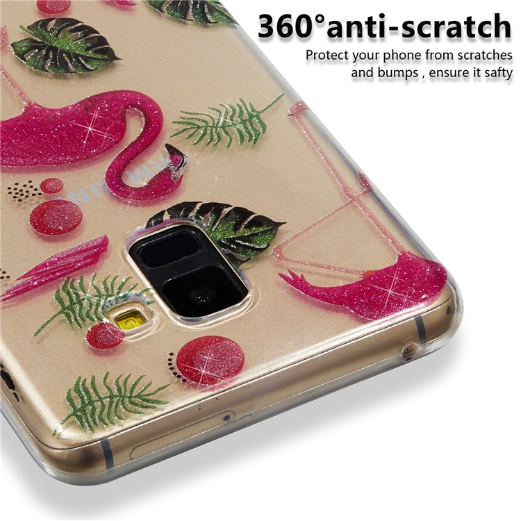 IMD Glitter Powder TPU Phone Shell for Samsung Galaxy A8 Plus (2018) - Flamingoes-4