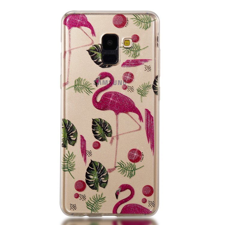 IMD Glitter Powder TPU Phone Shell for Samsung Galaxy A8 Plus (2018) - Flamingoes-5