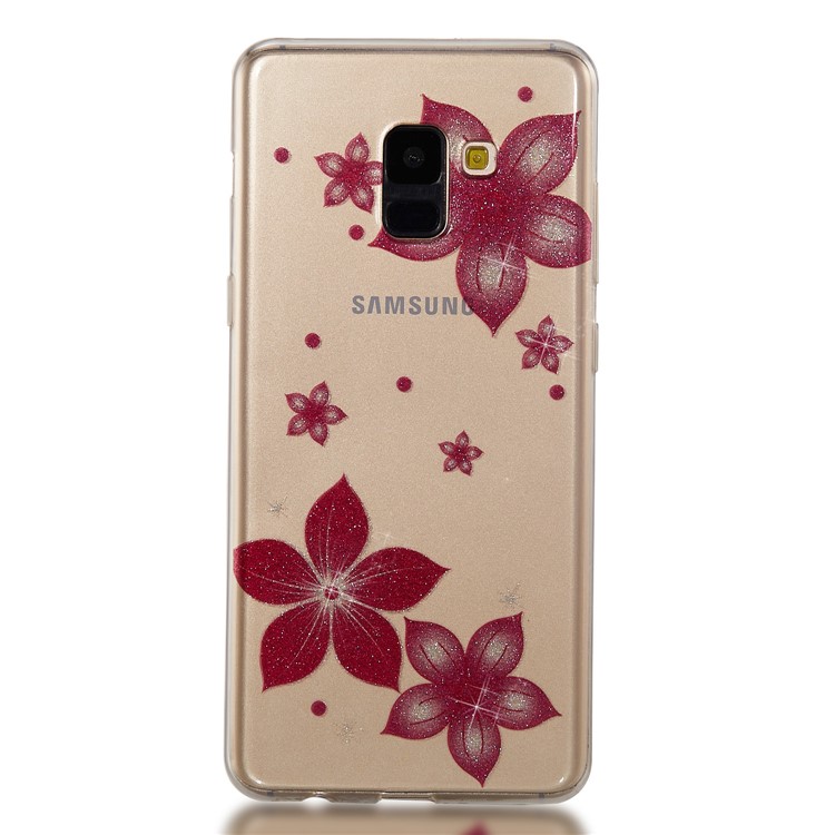 IMD Glitter Powder TPU Cell Phone Case for Samsung Galaxy A8+ (2018) - Red Flower-7