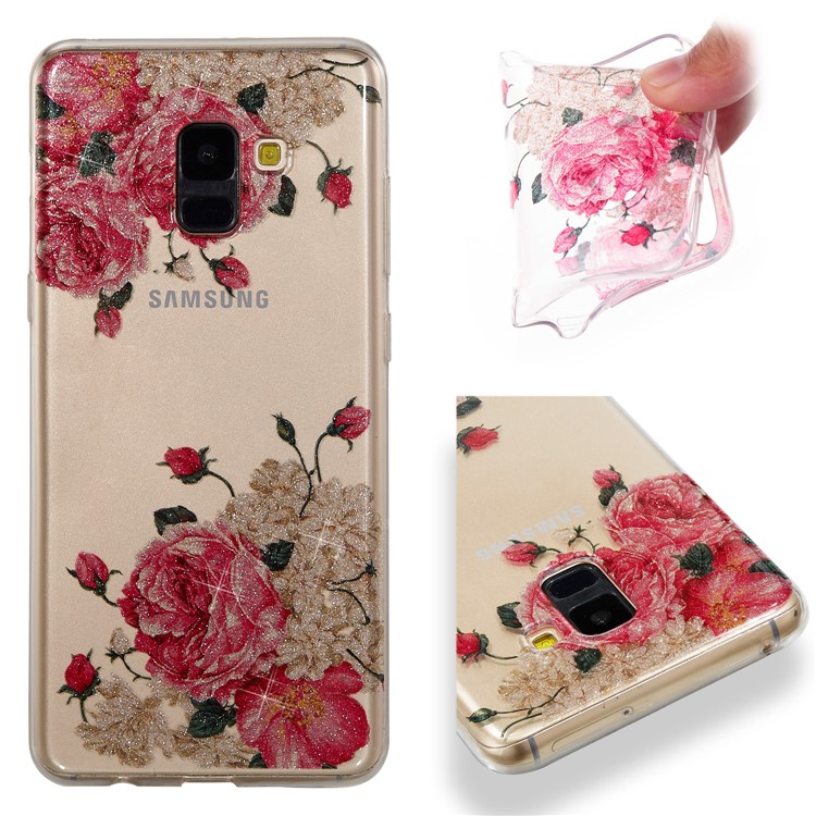 IMD Glitter Powder TPU Mobile Phone Casing for Samsung Galaxy A8+ (2018) - Pretty Roses-1