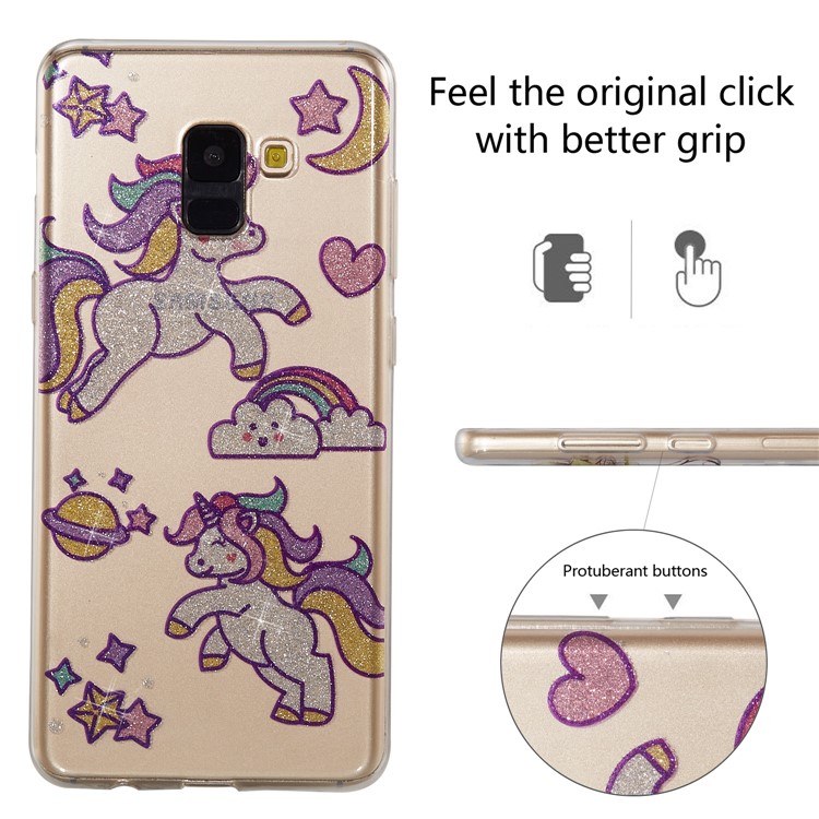 IMD Glitter Powder TPU Mobile Phone Shell for Samsung Galaxy A8+ (2018) - Playing Unicorns-2