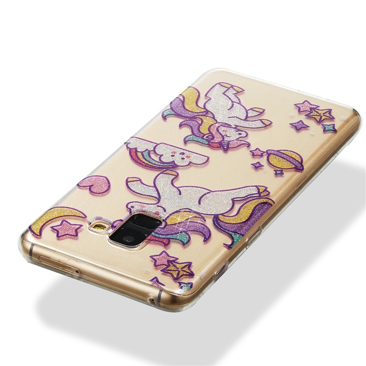 IMD Glitter Powder TPU Mobile Phone Shell for Samsung Galaxy A8+ (2018) - Playing Unicorns-3