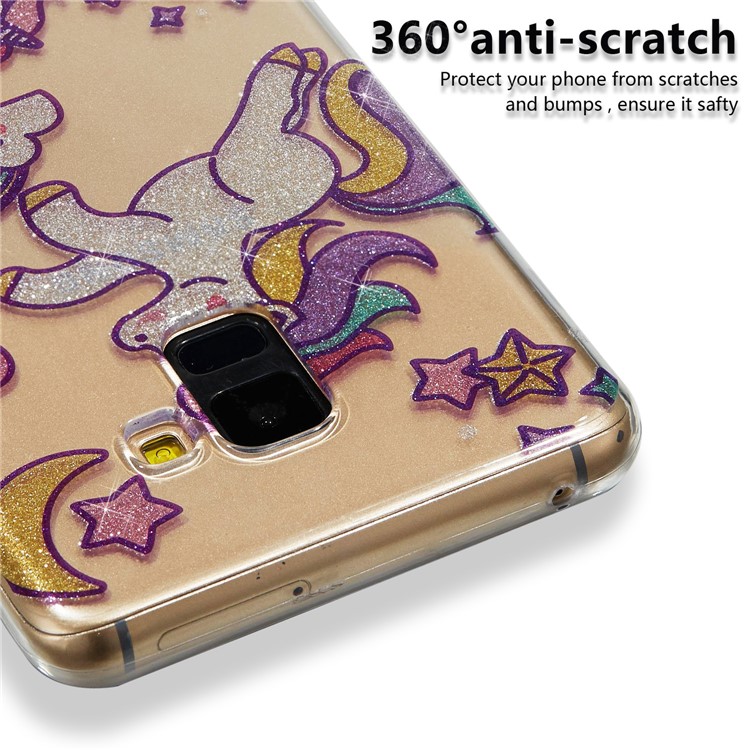 IMD Glitter Powder TPU Mobile Phone Shell for Samsung Galaxy A8+ (2018) - Playing Unicorns-4