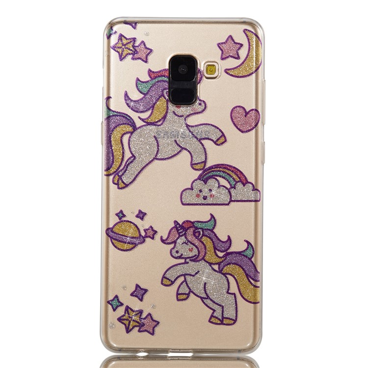 IMD Glitter Powder TPU Mobile Phone Shell for Samsung Galaxy A8+ (2018) - Playing Unicorns-5