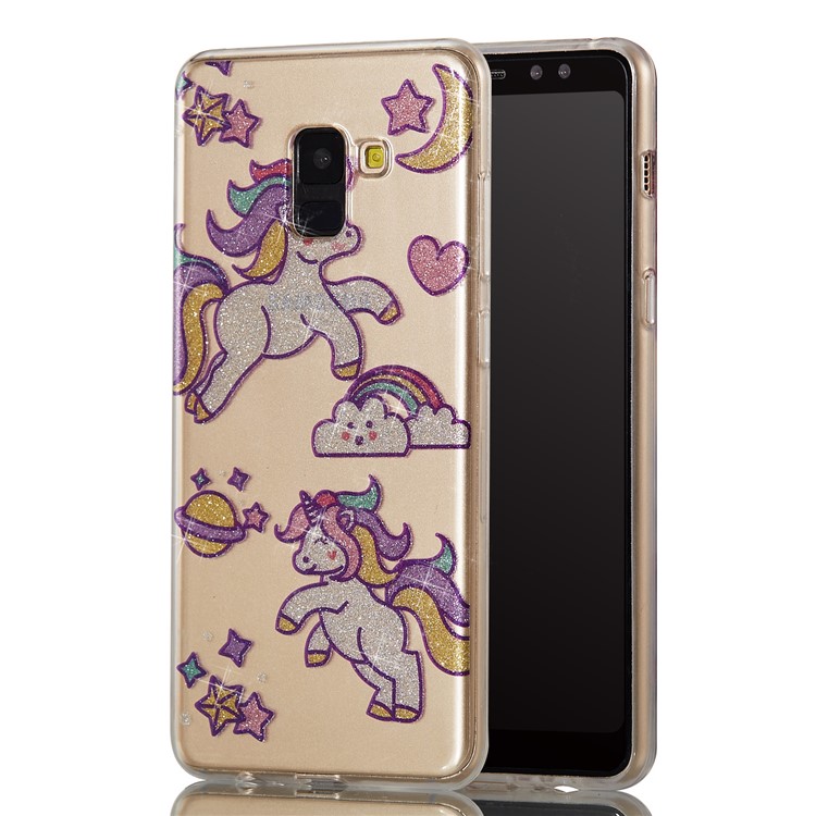 IMD Glitter Powder TPU Mobile Phone Shell for Samsung Galaxy A8+ (2018) - Playing Unicorns-6