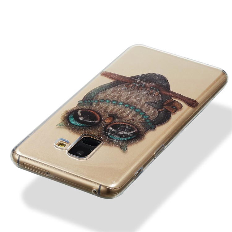 IMD Glitter Powder TPU Cell Phone Shell for Samsung Galaxy A8+ (2018) - Owl Pattern-3