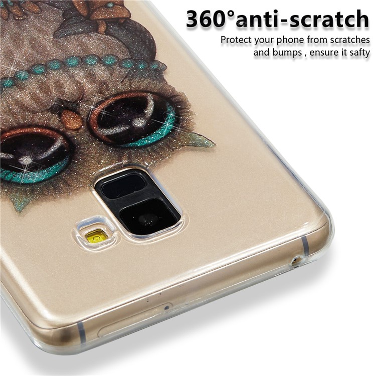 IMD Glitter Powder TPU Cell Phone Shell for Samsung Galaxy A8+ (2018) - Owl Pattern-4