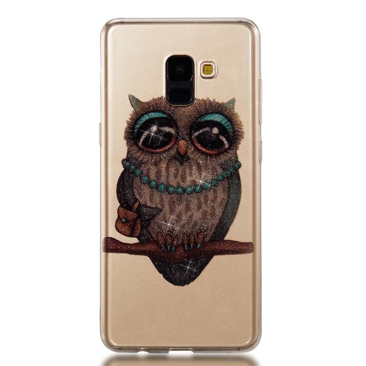 IMD Glitter Powder TPU Cell Phone Shell for Samsung Galaxy A8+ (2018) - Owl Pattern-5