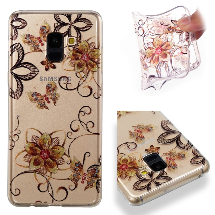 IMD Glitter Powder TPU Back Case for Samsung Galaxy A8+ (2018) - Butterflies and Butterflies-1
