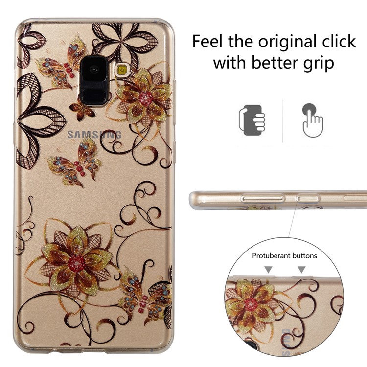 IMD Glitter Powder TPU Back Case for Samsung Galaxy A8+ (2018) - Butterflies and Butterflies-2