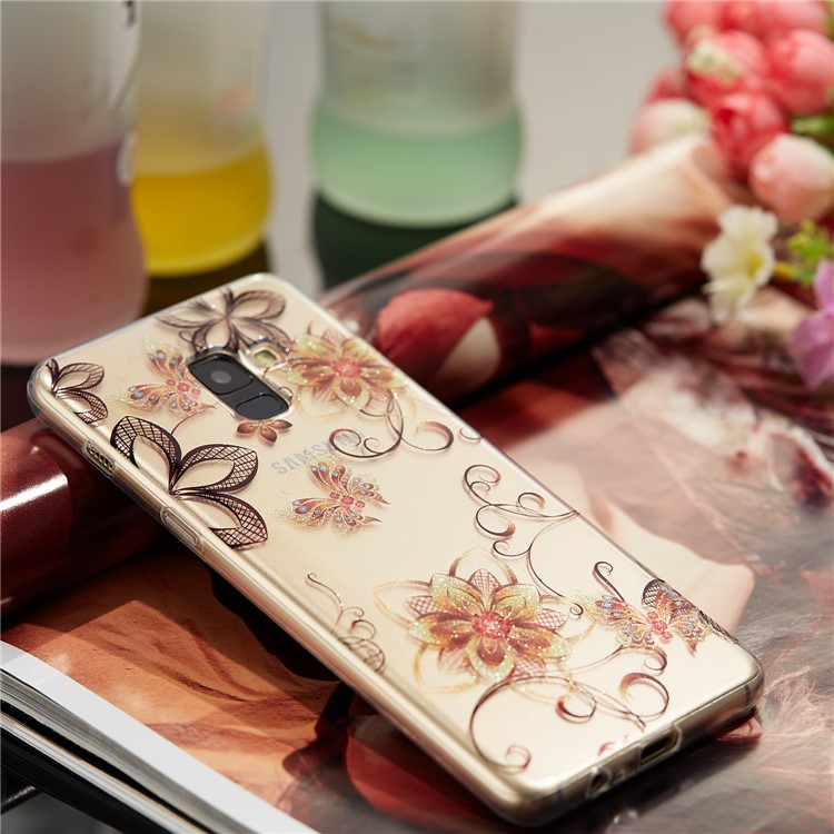 IMD Glitter Powder TPU Back Case for Samsung Galaxy A8+ (2018) - Butterflies and Butterflies-7