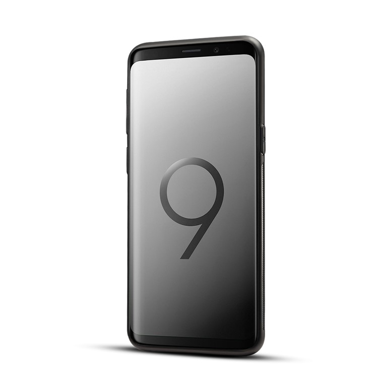 Crazy Horse PU leather Coated TPU Card Holder Back Case with Kickstand for Samsung Galaxy S9 SM-G960 - Black-2