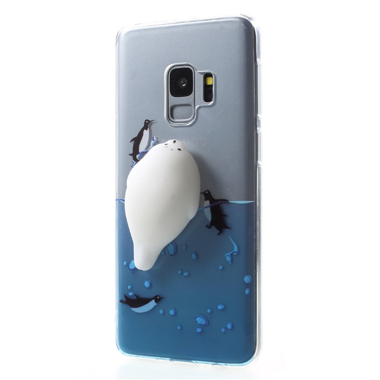 3D Squishy Silicone Cartoon Patterned TPU Case for Samsung Galaxy S9 SM-G960 - Penguins-3